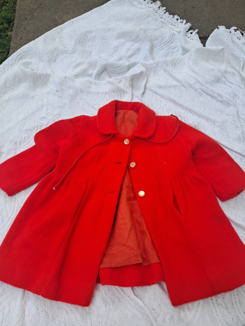 1960s Girls' Red Coat - Classic Peacoat Style